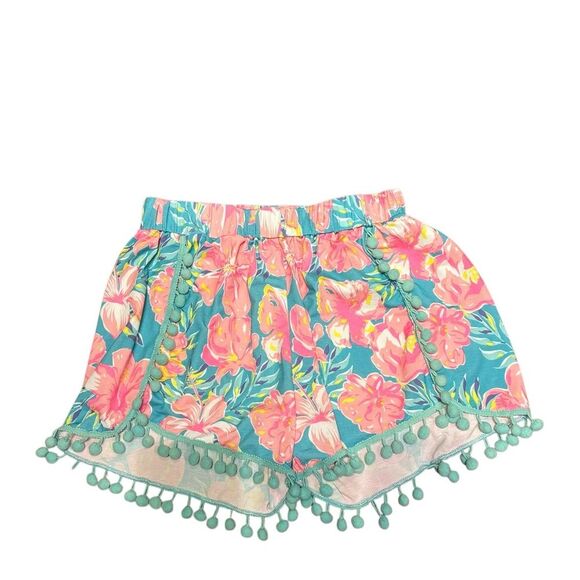 Simply Southern Neon Hibiscus Pull On Tassels Shorts S/M - Picture 1 of 4
